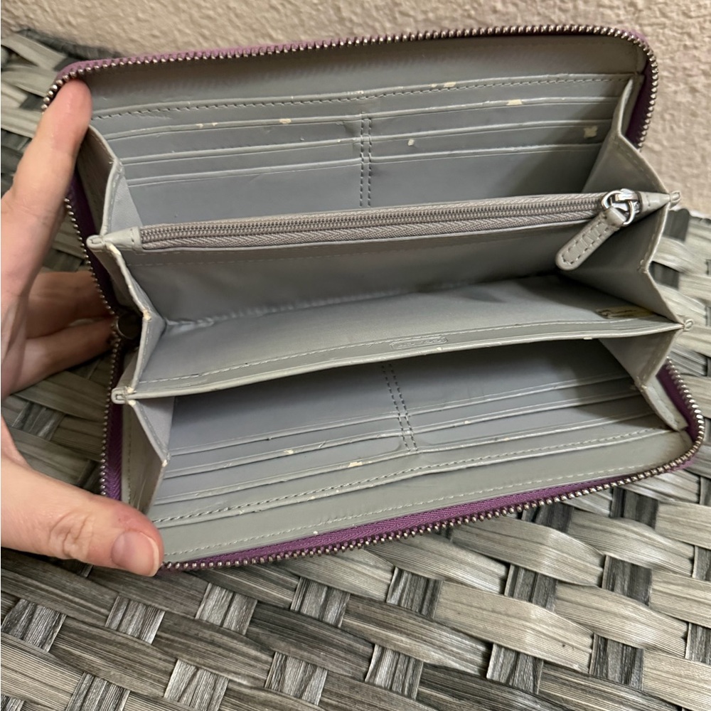 Coach Purple Leather Zip Around Wallet Wristlet - Picture 8 of 15